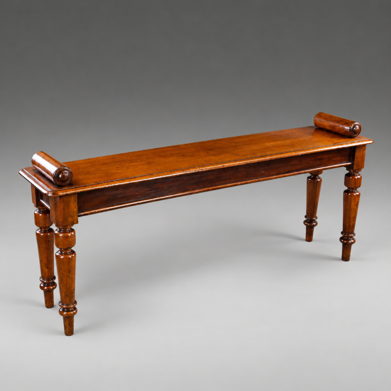 A 19th century mahogany window bench/ hall bench - Image 4