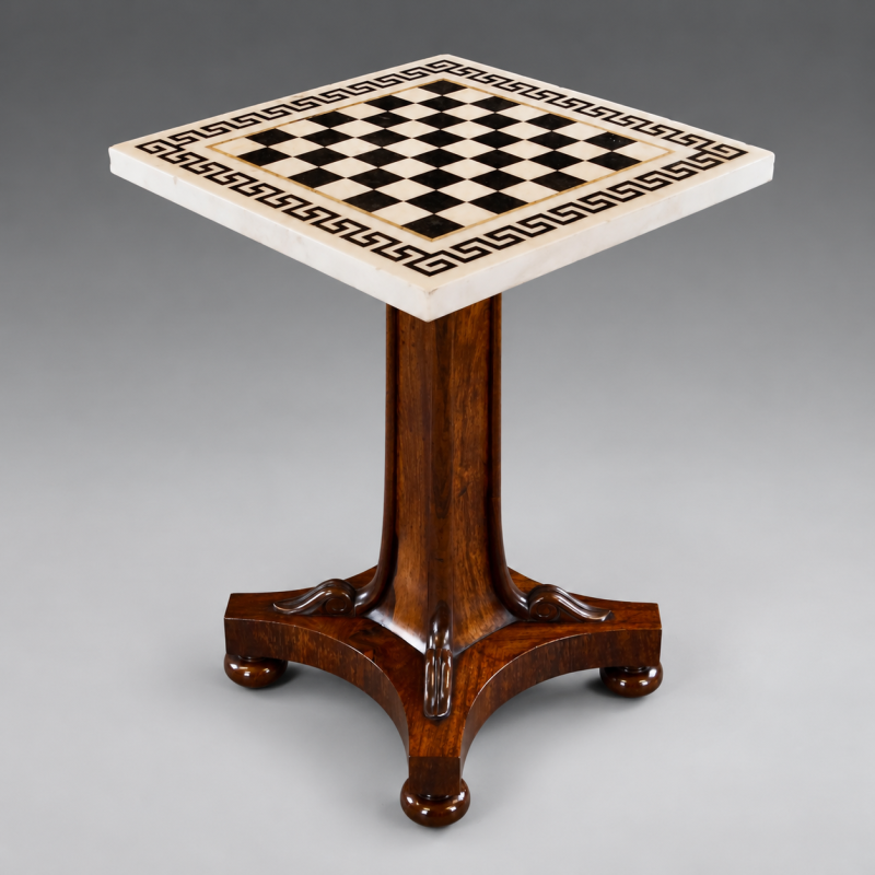 Late Regency Rosewood And Marble Chess Table - Image 2