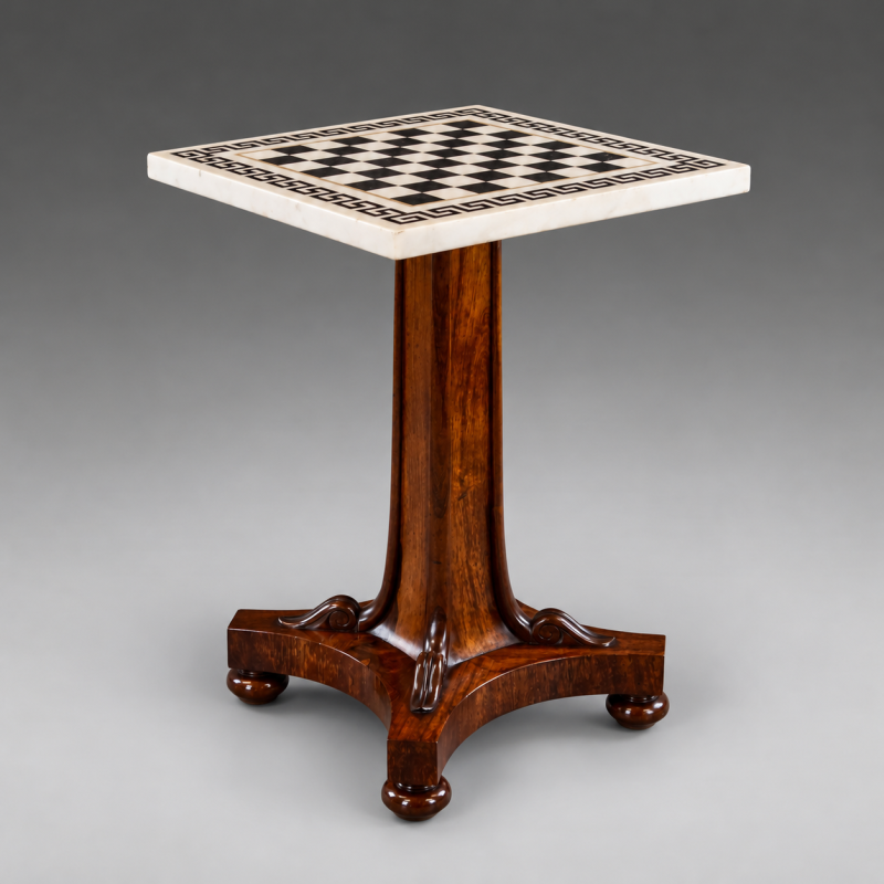 Late Regency Rosewood And Marble Chess Table - Image 4