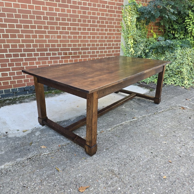 French Oak Farmhouse Refrectory Kitchen Dining Table - Image 13