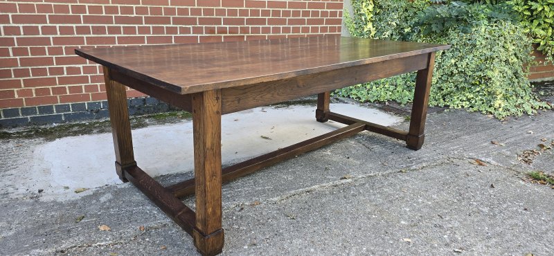 French Oak Farmhouse Refrectory Kitchen Dining Table - Image 14