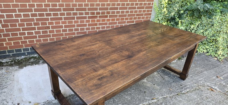 French Oak Farmhouse Refrectory Kitchen Dining Table - Image 5