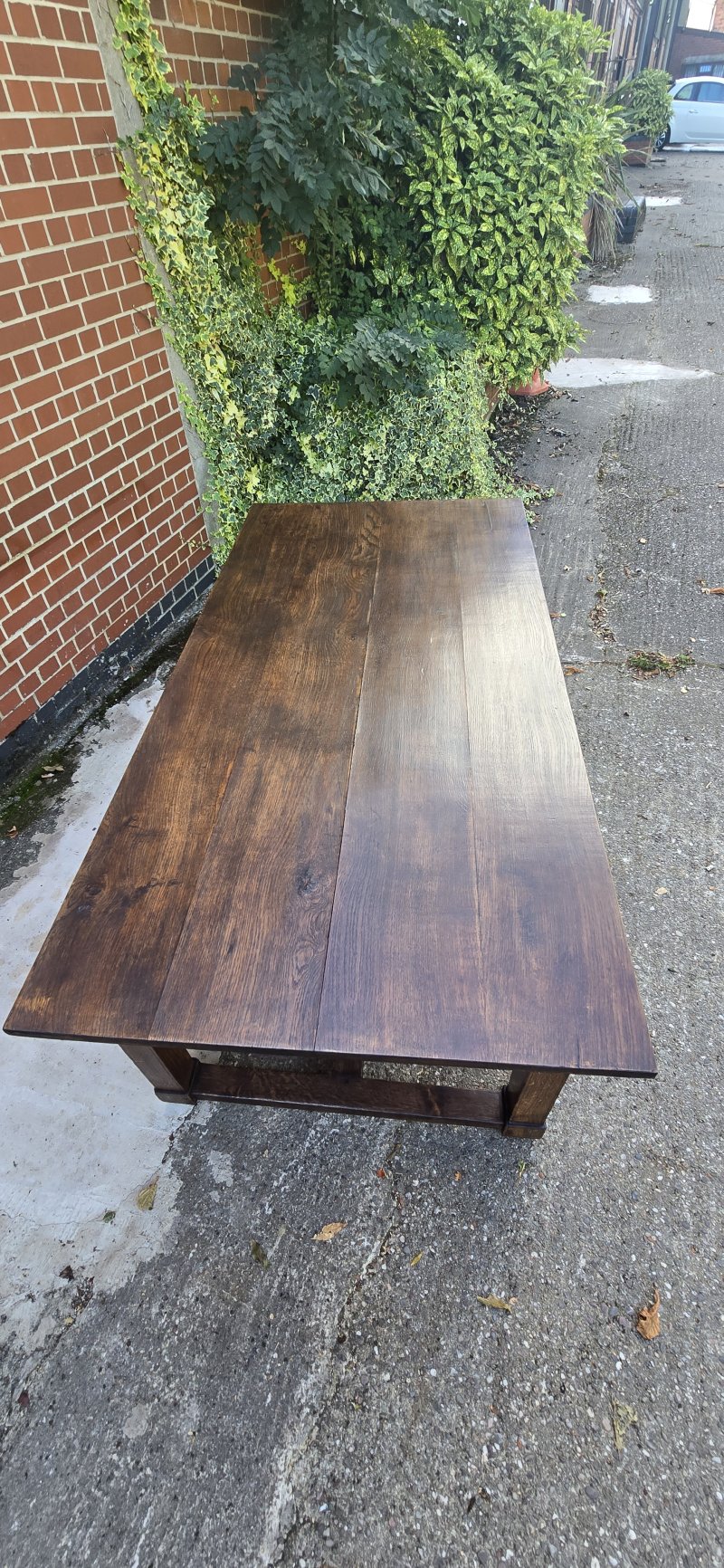 French Oak Farmhouse Refrectory Kitchen Dining Table - Image 6