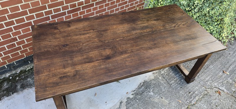 French Oak Farmhouse Refrectory Kitchen Dining Table - Image 8