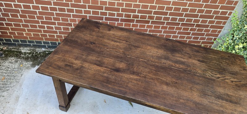 French Oak Farmhouse Refrectory Kitchen Dining Table - Image 11
