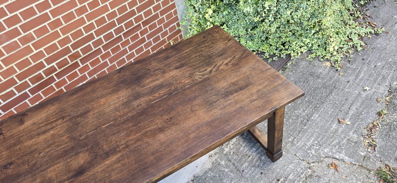 French Oak Farmhouse Refrectory Kitchen Dining Table - Image 12