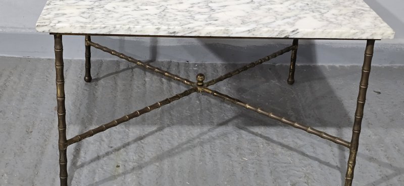 Super French Gilt Brass and Marble Coffee Table - Image 5