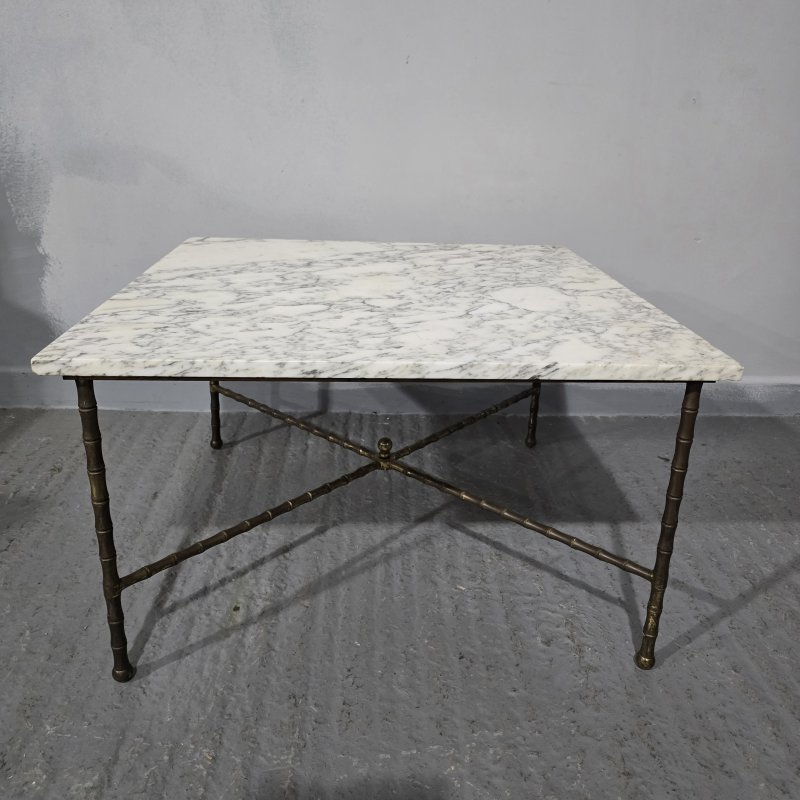 Super French Gilt Brass and Marble Coffee Table - Image 2