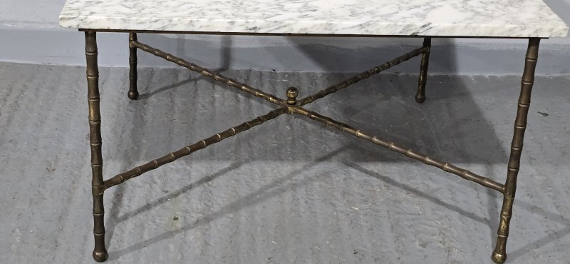 Super French Gilt Brass and Marble Coffee Table - Image 6