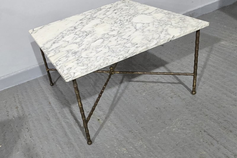 Super French Gilt Brass and Marble Coffee Table - Image 13