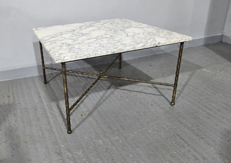 Super French Gilt Brass and Marble Coffee Table - Image 12