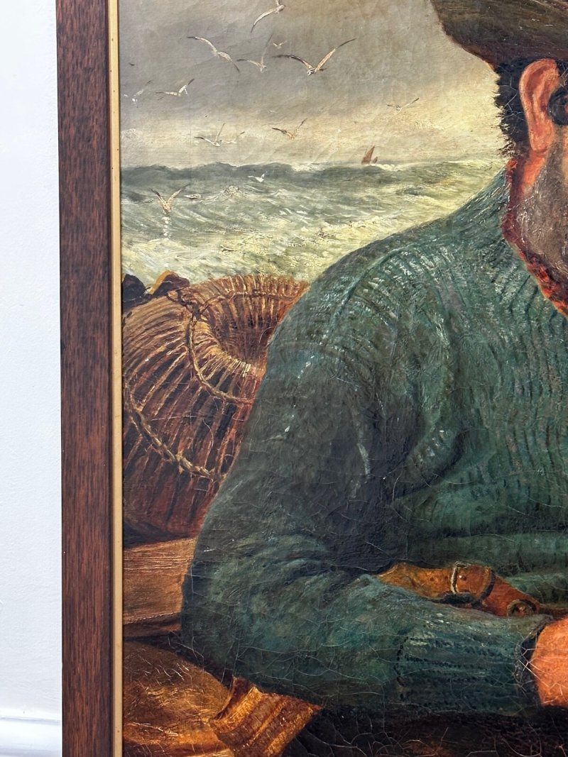 Richard Harry Carter (1839–1911) Signed Victorian Cornish Fisherman Original Marine Oil Painting - Image 6
