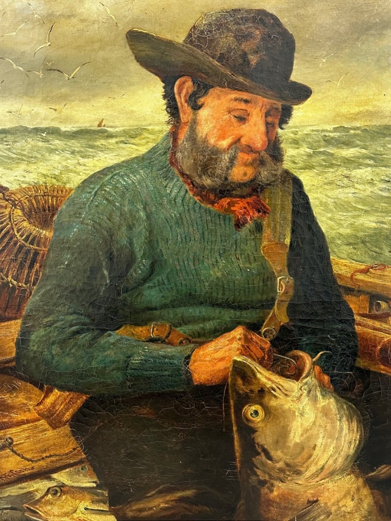 Richard Harry Carter (1839–1911) Signed Victorian Cornish Fisherman Original Marine Oil Painting - Image 12