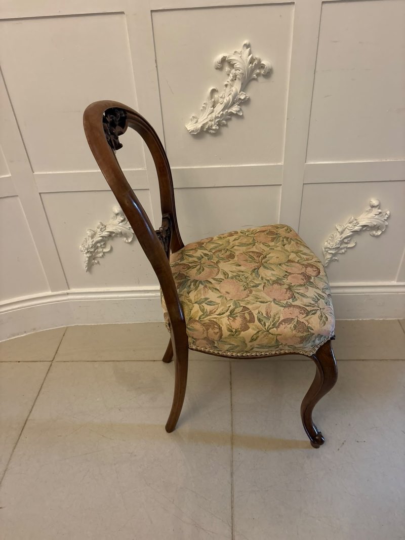 Antique Set of Four Victorian Carved Walnut Dining Chairs - Image 9