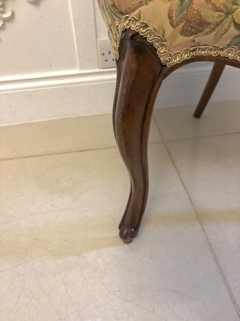 Antique Set of Four Victorian Carved Walnut Dining Chairs - Image 12
