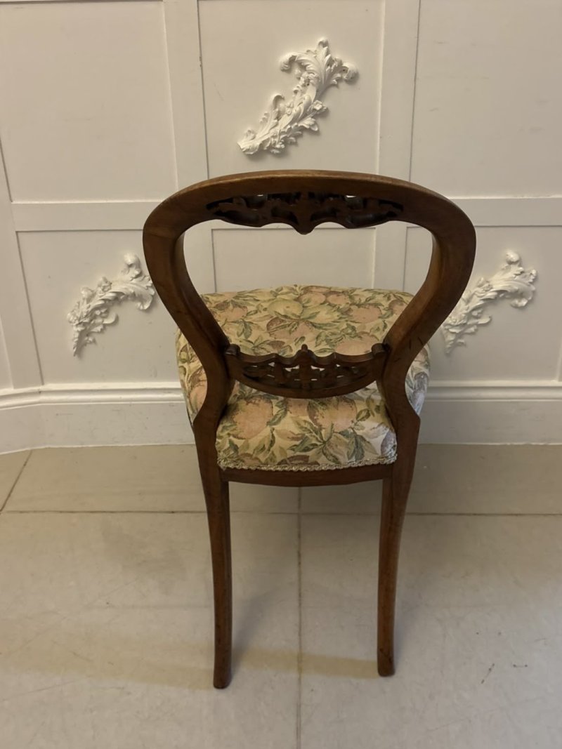Antique Set of Four Victorian Carved Walnut Dining Chairs - Image 8
