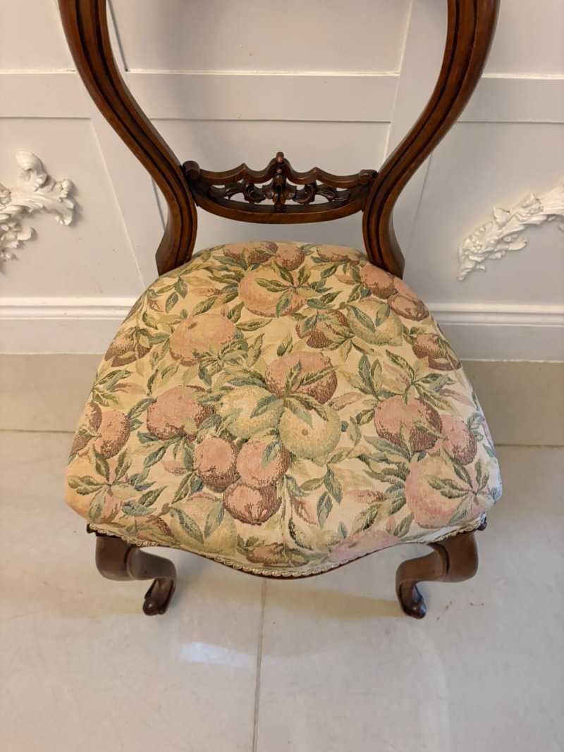 Antique Set of Four Victorian Carved Walnut Dining Chairs - Image 6