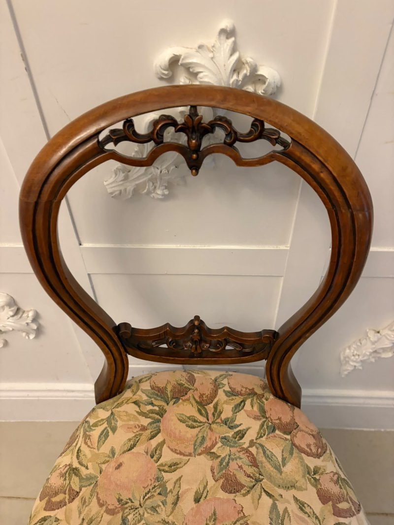 Antique Set of Four Victorian Carved Walnut Dining Chairs - Image 10
