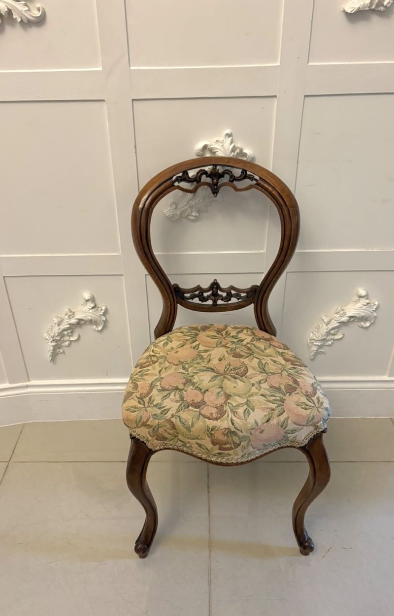 Antique Set of Four Victorian Carved Walnut Dining Chairs - Image 7