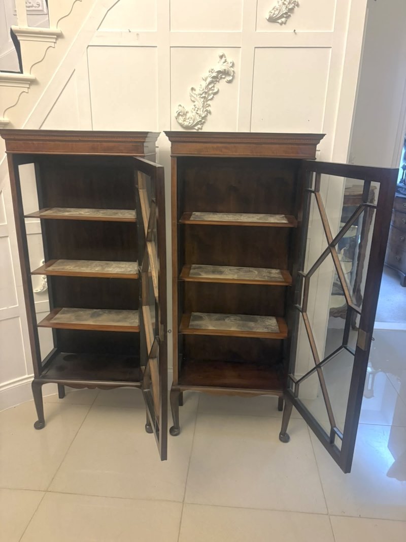 Pair of Antique Edwardian Mahogany Astragal Glazed Display Cabinets - Image 6