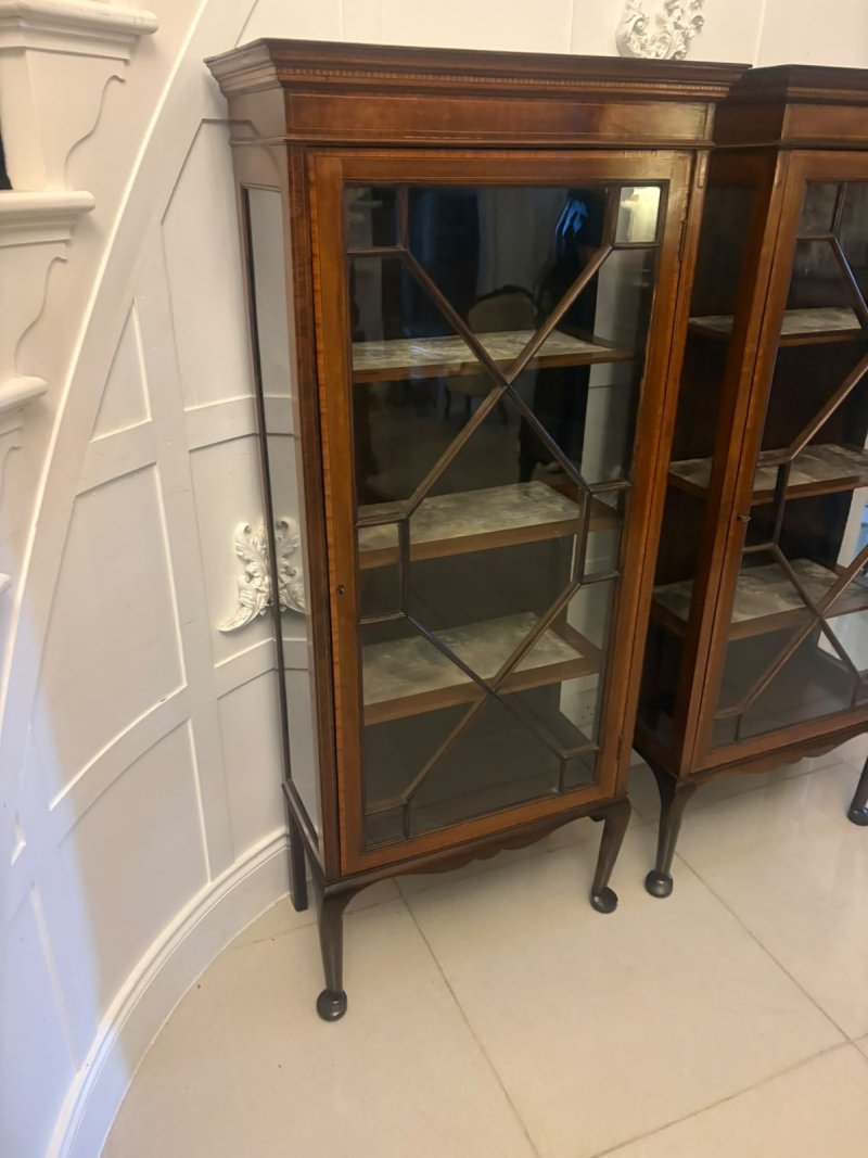 Pair of Antique Edwardian Mahogany Astragal Glazed Display Cabinets - Image 8