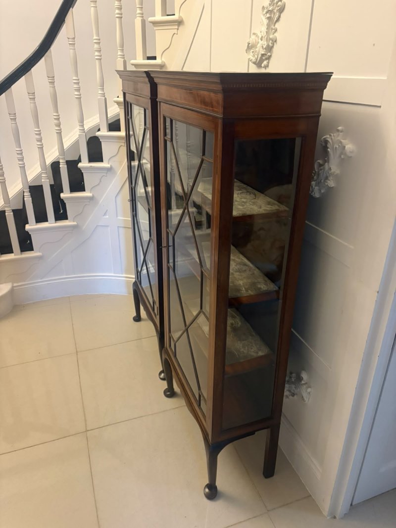 Pair of Antique Edwardian Mahogany Astragal Glazed Display Cabinets - Image 9