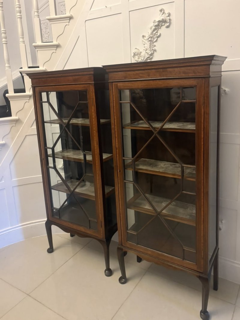 Pair of Antique Edwardian Mahogany Astragal Glazed Display Cabinets - Image 5