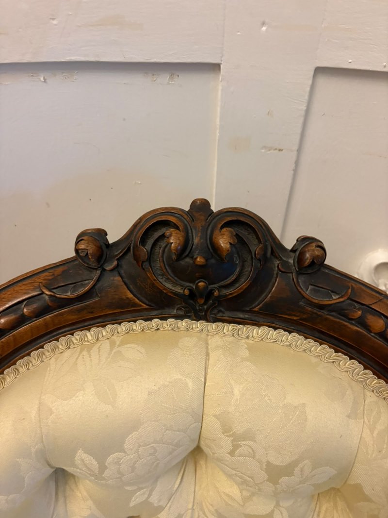 Antique Victorian Carved Walnut Spoon Back Slipper Chair - Image 8