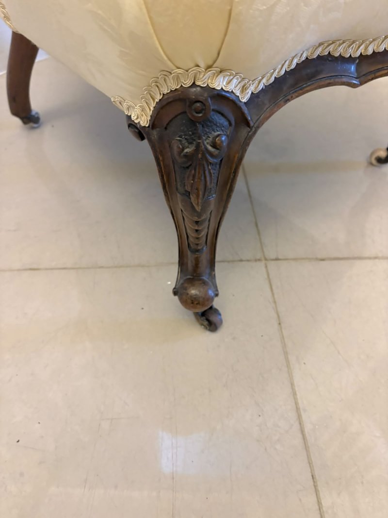 Antique Victorian Carved Walnut Spoon Back Slipper Chair - Image 14