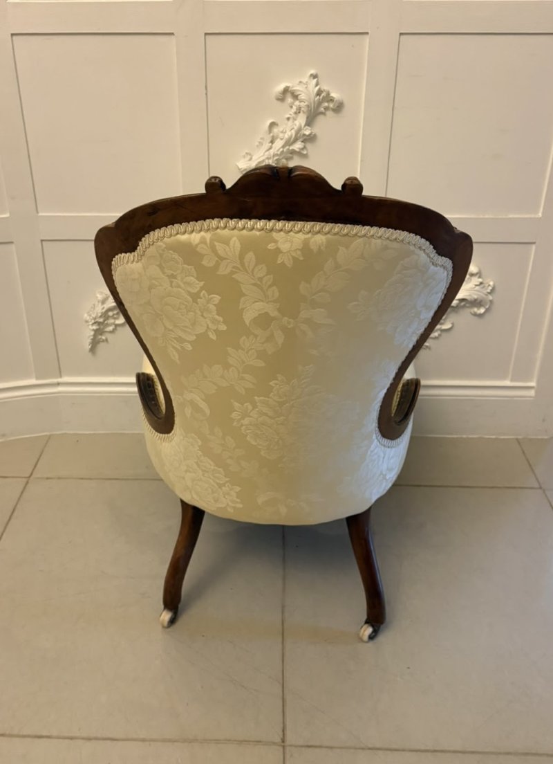 Antique Victorian Carved Walnut Spoon Back Slipper Chair - Image 6
