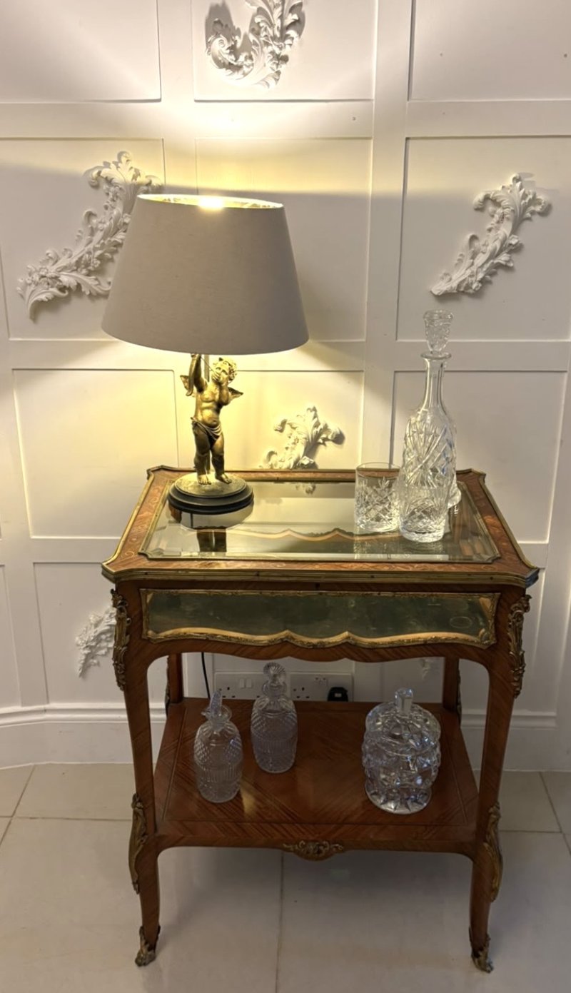 Antique French Napoleon III Satinwood Marquetry Bijouterie Display/Lamp Table - Image 3