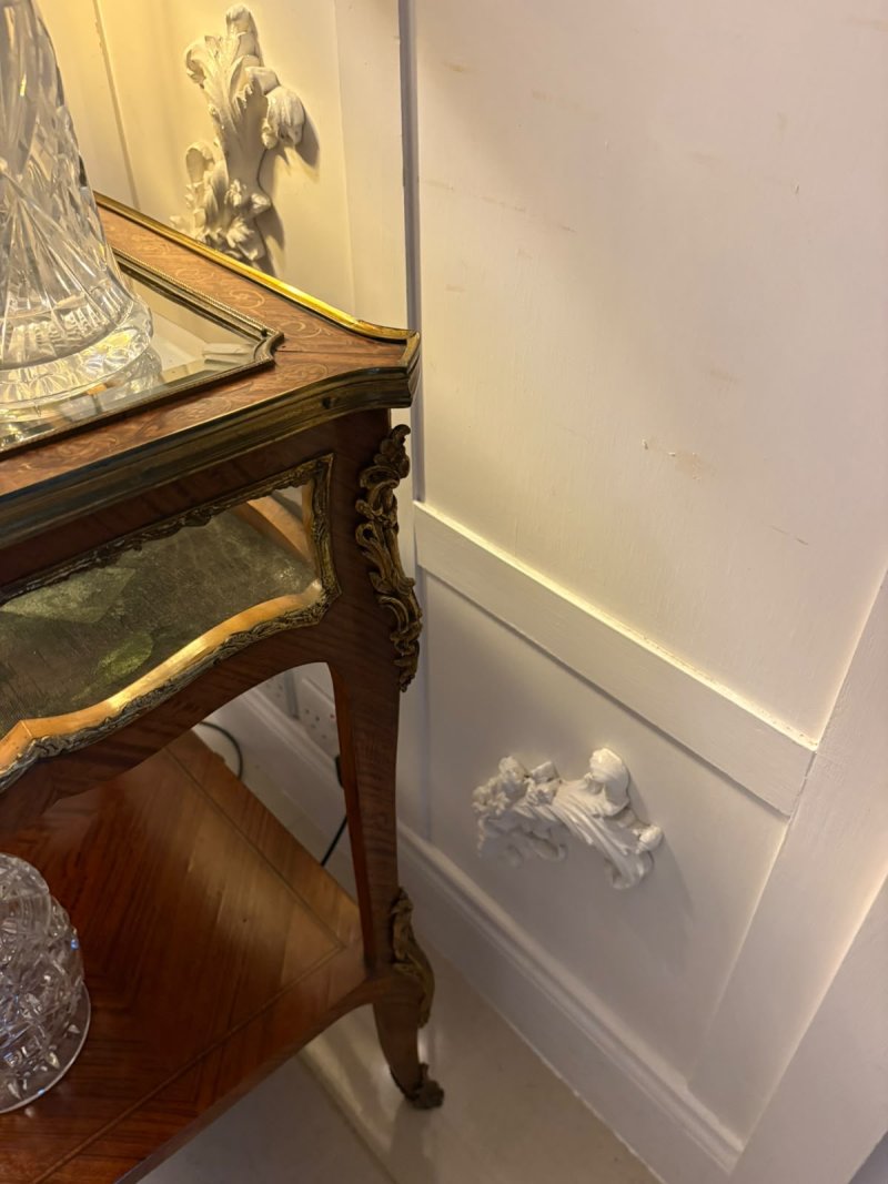 Antique French Napoleon III Satinwood Marquetry Bijouterie Display/Lamp Table - Image 5