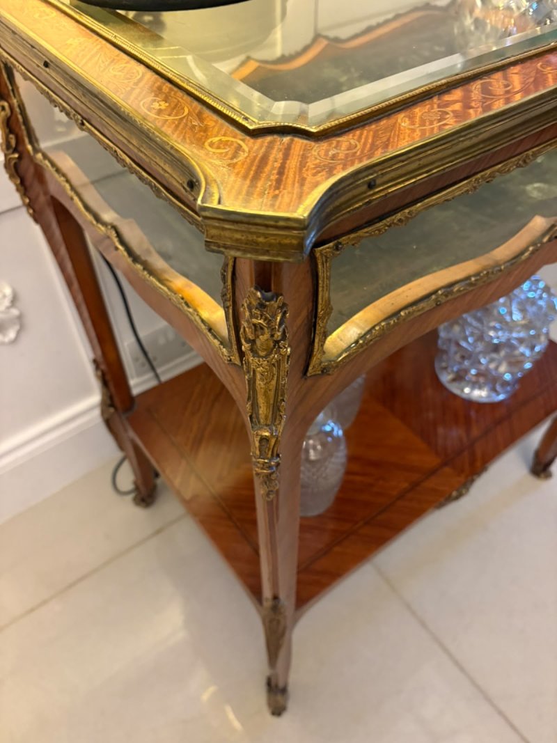 Antique French Napoleon III Satinwood Marquetry Bijouterie Display/Lamp Table - Image 8