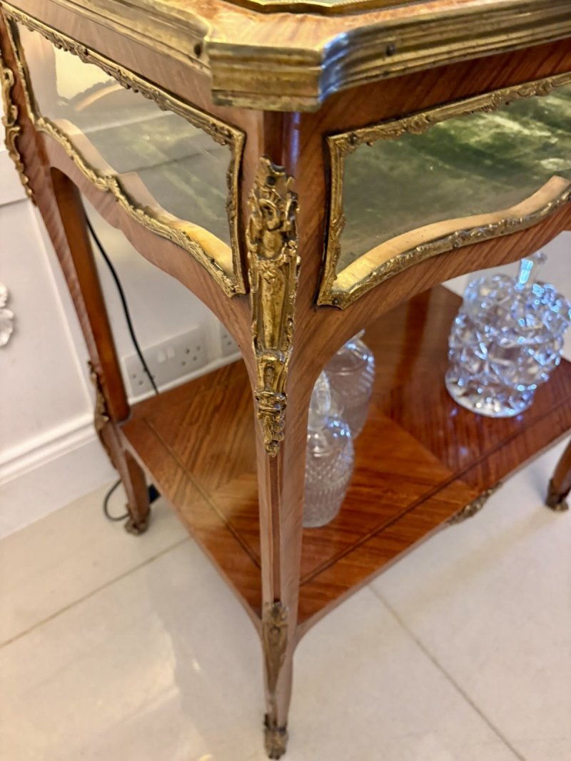 Antique French Napoleon III Satinwood Marquetry Bijouterie Display/Lamp Table - Image 10