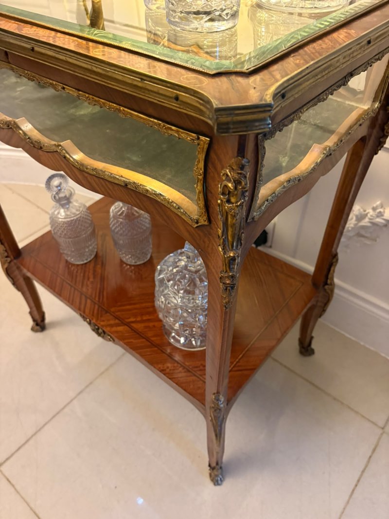 Antique French Napoleon III Satinwood Marquetry Bijouterie Display/Lamp Table - Image 9