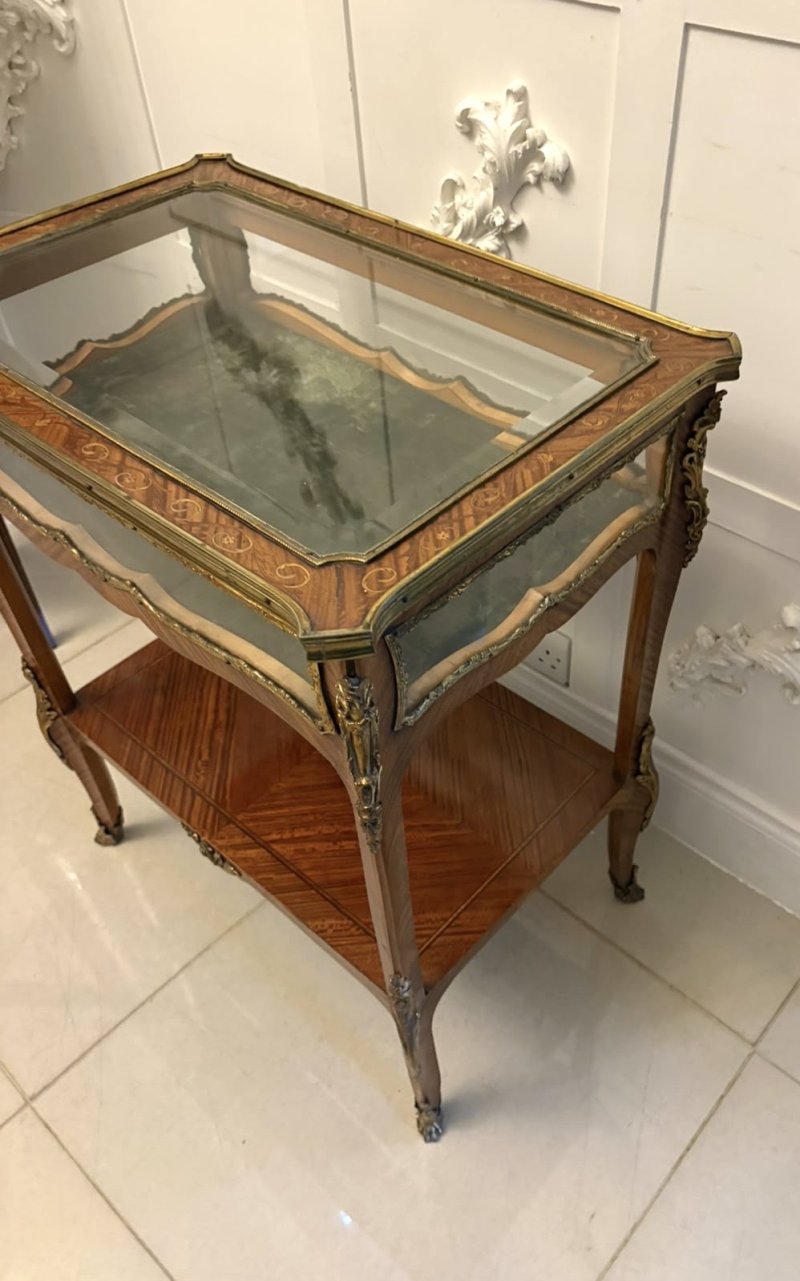 Antique French Napoleon III Satinwood Marquetry Bijouterie Display/Lamp Table - Image 11