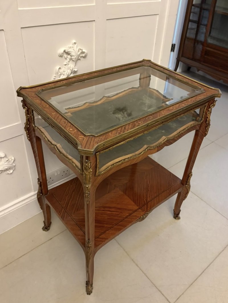 Antique French Napoleon III Satinwood Marquetry Bijouterie Display/Lamp Table