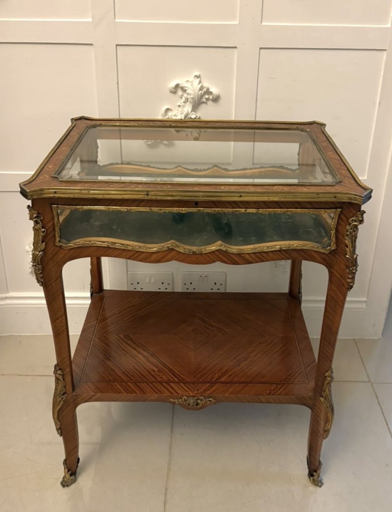 Antique French Napoleon III Satinwood Marquetry Bijouterie Display/Lamp Table - Image 2
