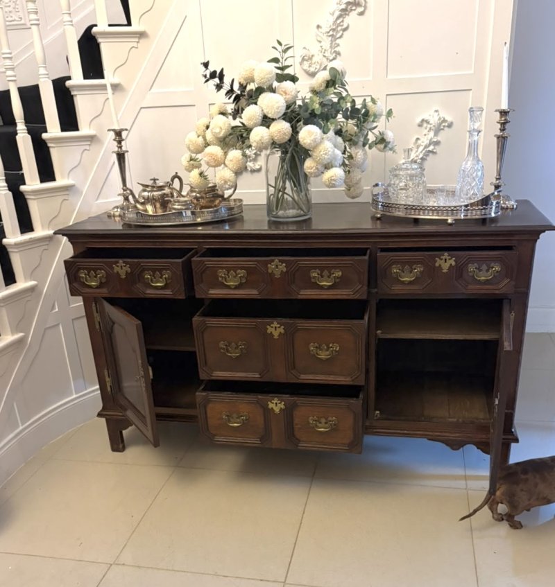 Antique Georgian Oak Dresser Base or Sideboard - Image 5