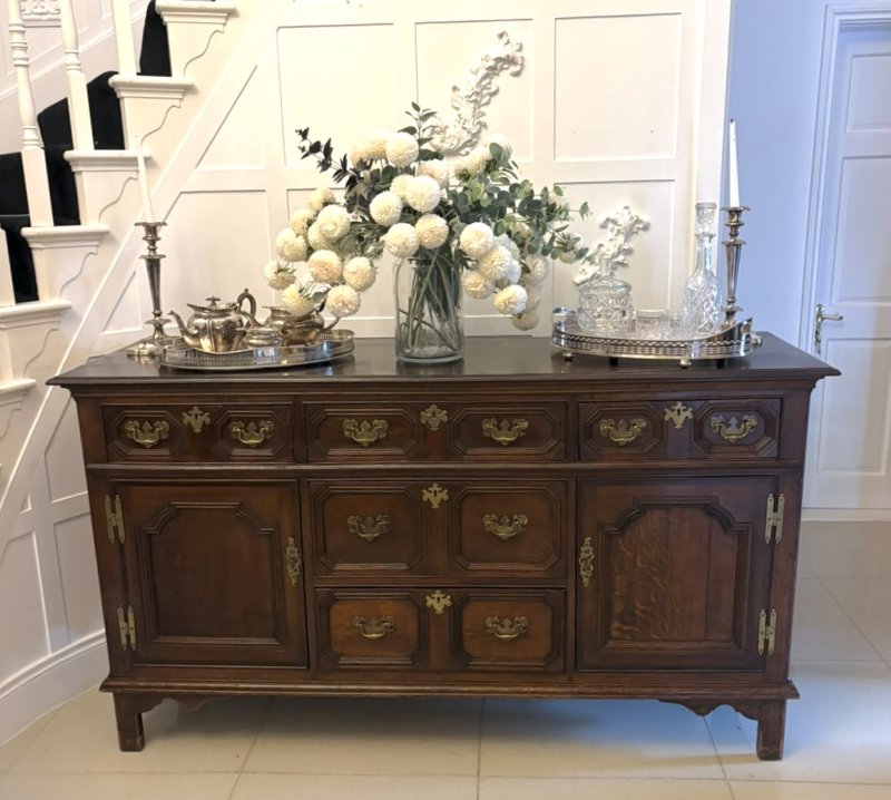 Antique Georgian Oak Dresser Base or Sideboard - Image 4