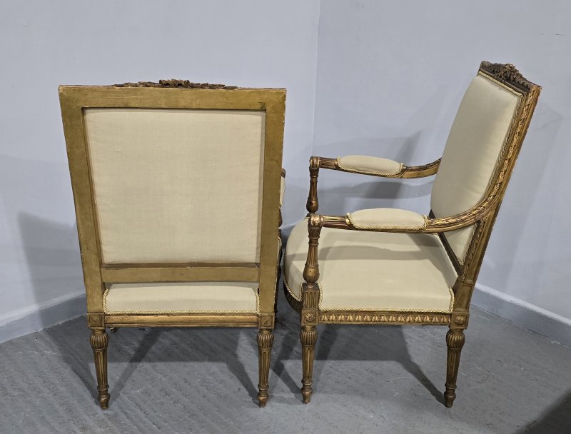 Super Quality Pair French Gilt Open Armchairs - Image 5