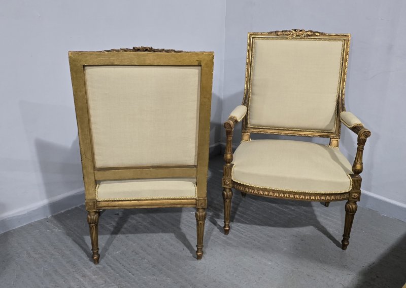 Super Quality Pair French Gilt Open Armchairs - Image 4