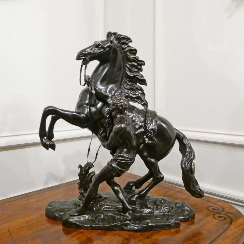 Pair of French 19th Century Bronze Marly Horses After Coustou - Image 2