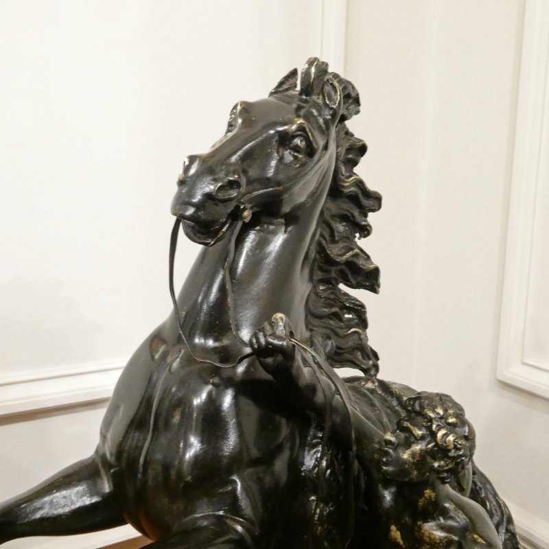 Pair of French 19th Century Bronze Marly Horses After Coustou - Image 3