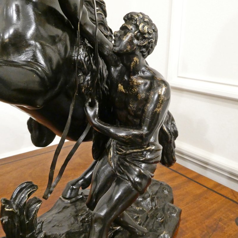 Pair of French 19th Century Bronze Marly Horses After Coustou - Image 5