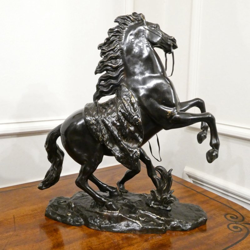 Pair of French 19th Century Bronze Marly Horses After Coustou - Image 7