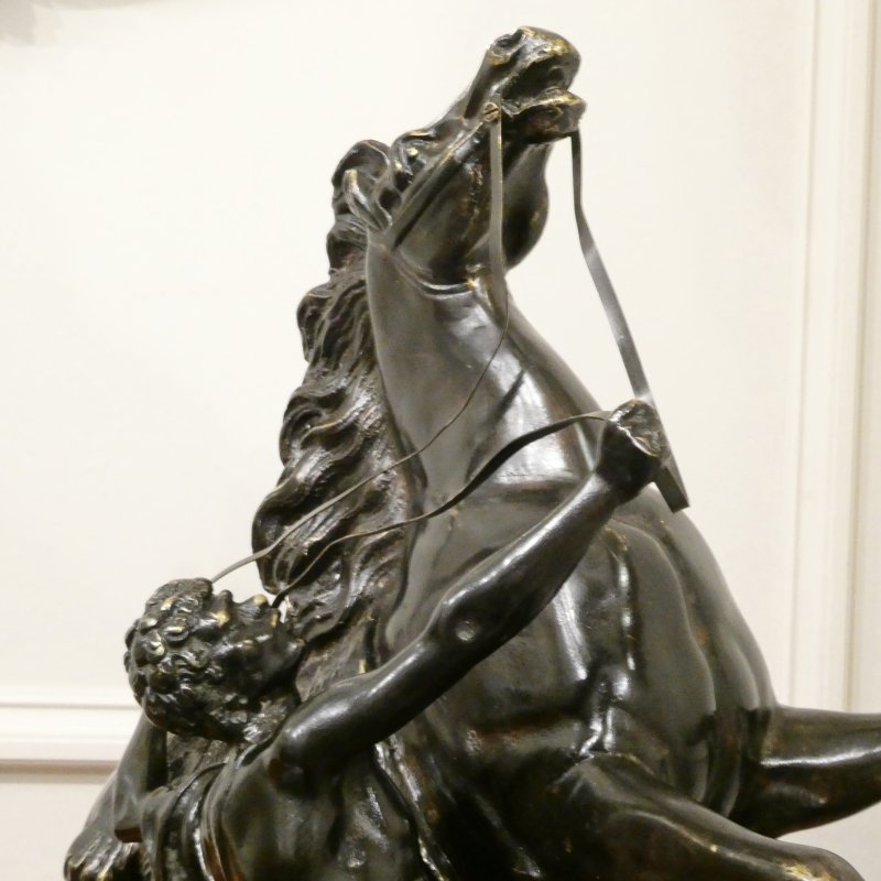 Pair of French 19th Century Bronze Marly Horses After Coustou - Image 9