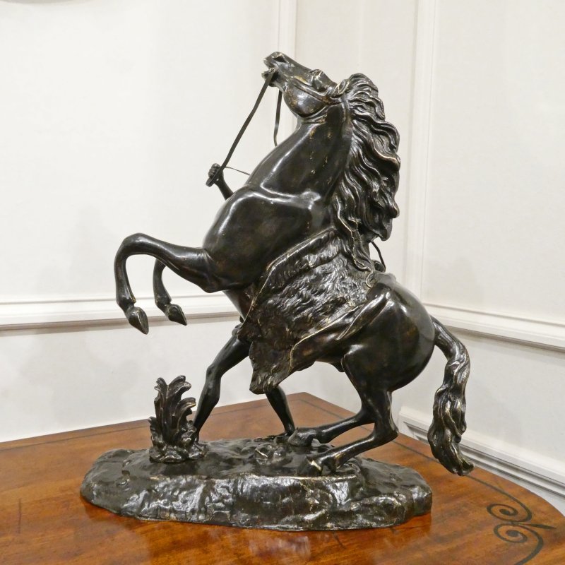 Pair of French 19th Century Bronze Marly Horses After Coustou - Image 12