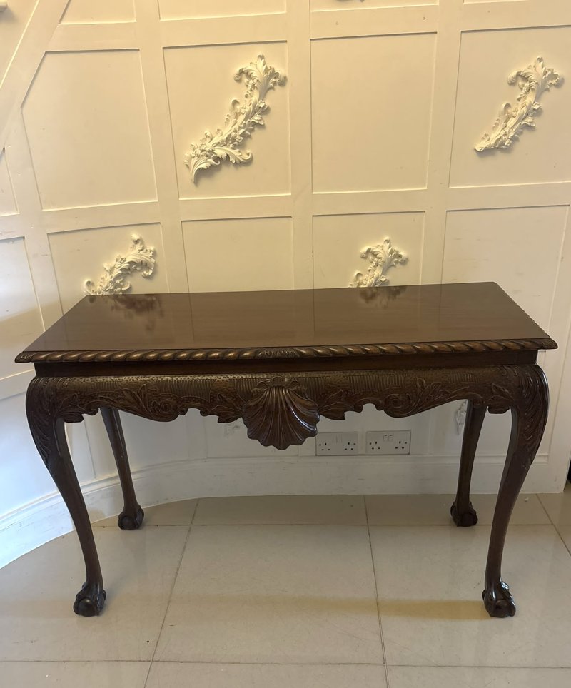 Antique Victorian Carved Mahogany Console Hall Table