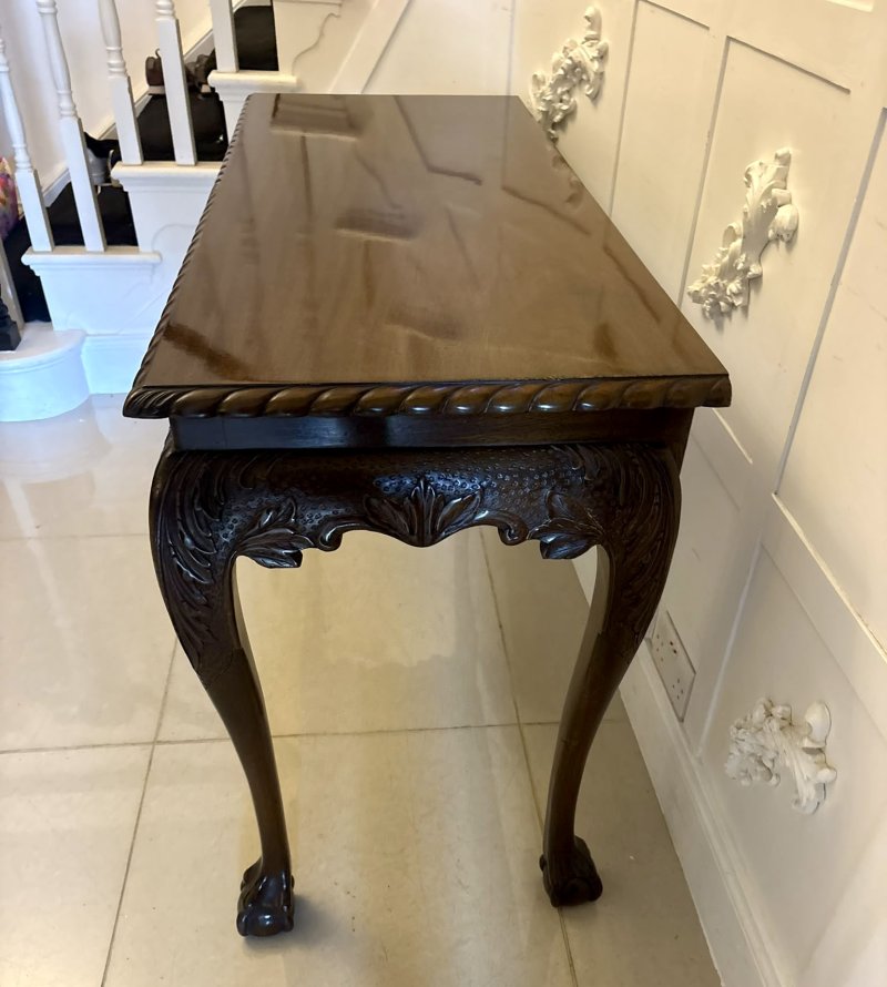 Antique Victorian Carved Mahogany Console Hall Table - Image 3